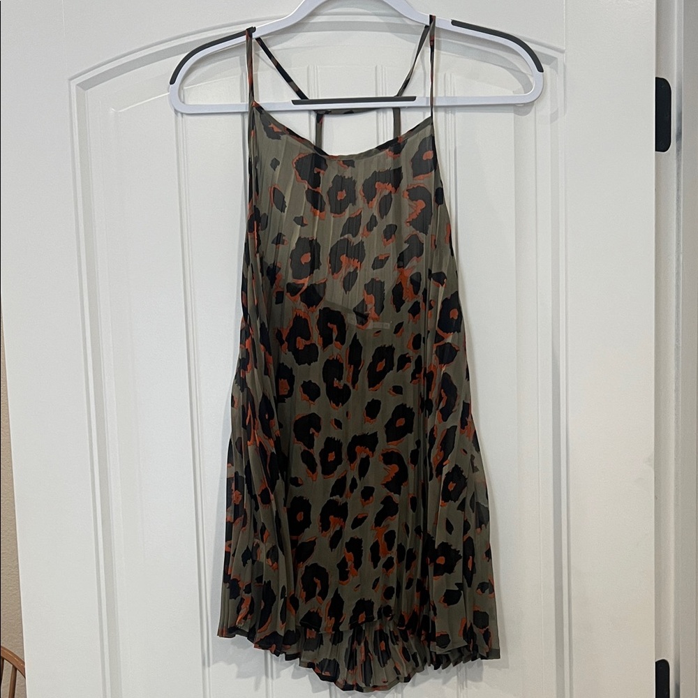 Blu Pepper Leopard Print Tank Top - Olive and Black